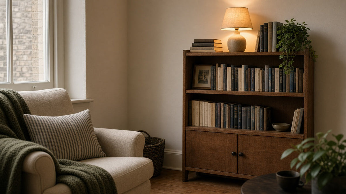 A compact home bookshelf in a London flat